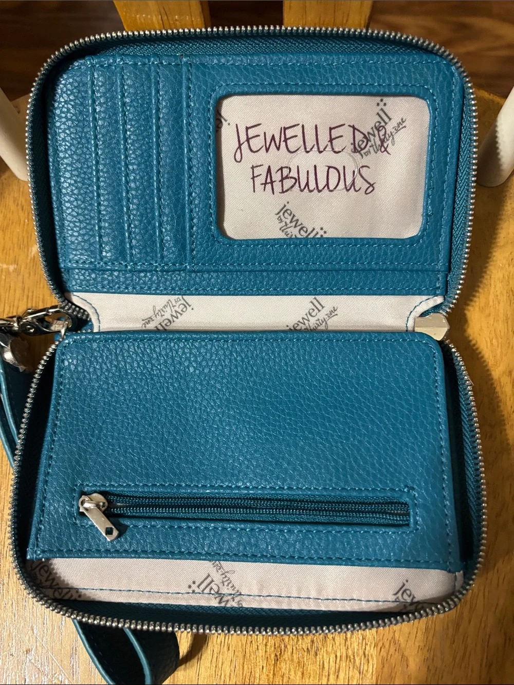 Teal Leather Wristlet Wallet - Unknown Brand
